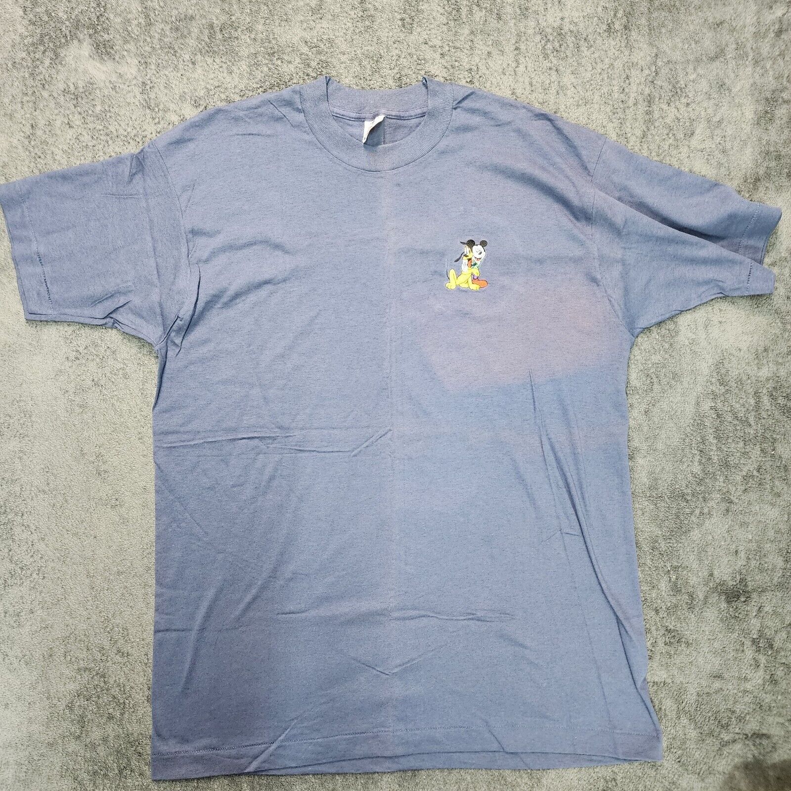 Vtg Mickey & Goofy Embroidered Blue T-Shirt Single Stitch Made In Usa Size Xl